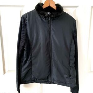 By Design Sport black windbreaker with faux fur